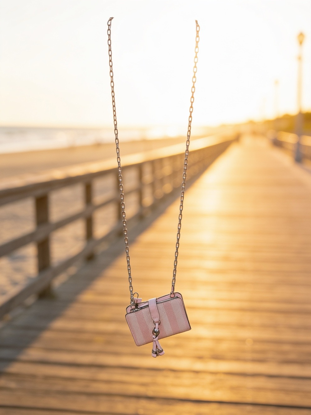 Victoria's Secret Pink Stripe Chain Crossbody Bag